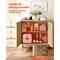Mid-Century Fluted Coffee Bar Cabinet with 2-Tier Storage and Barn Door